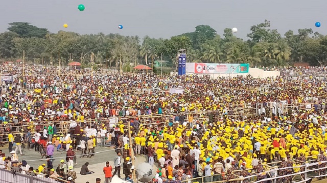 যশোরের জনসভাস্থলে প্রধানমন্ত্রী, উচ্ছ্বসিত নেতাকর্মীরা